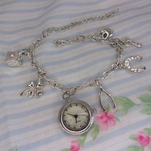 Good Housekeeping Silver Tone Charm Bracelet Watch
